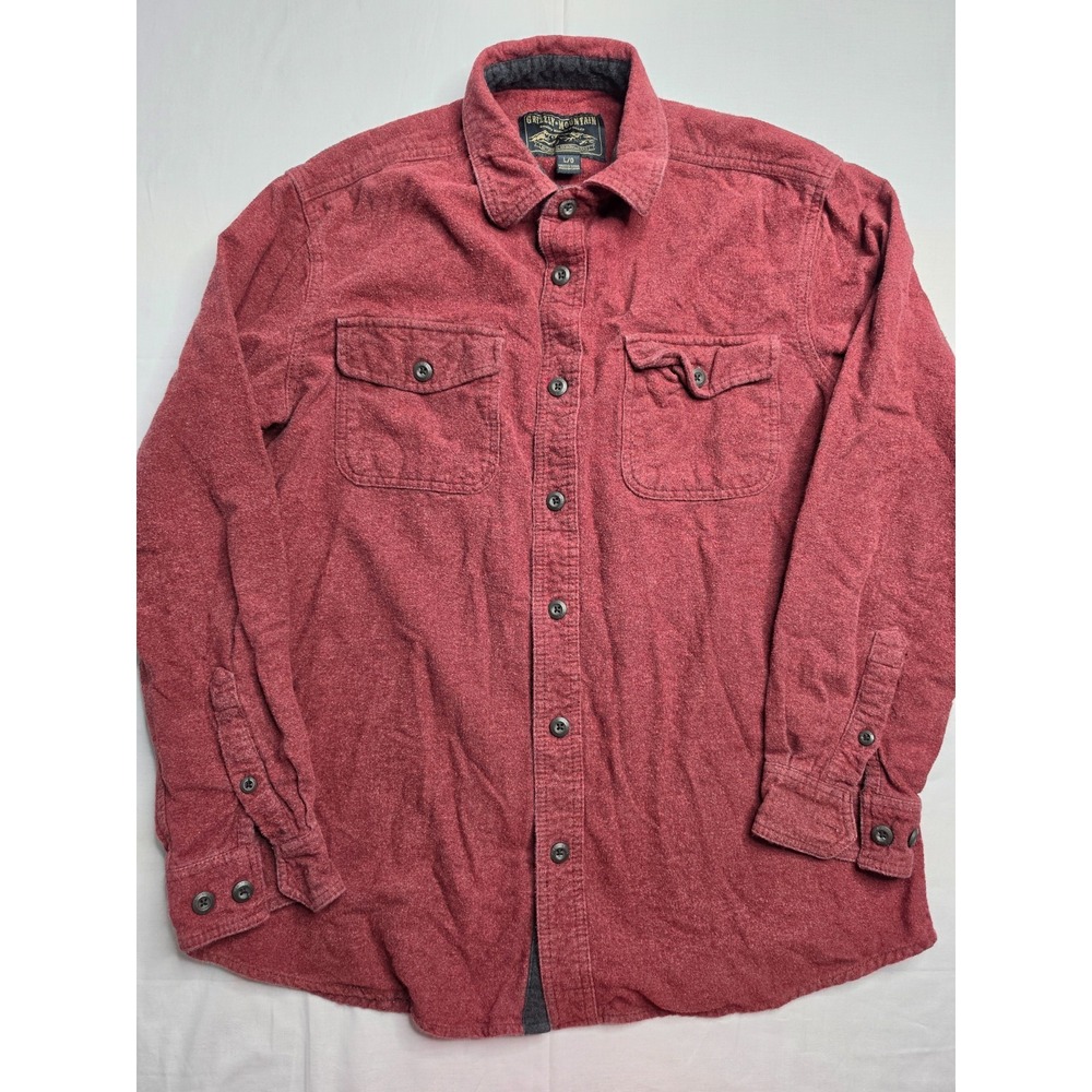 Grizzly Mountain Flannel Shirt Men's Large Red 100% Cotton Long Sleeve Button-Up